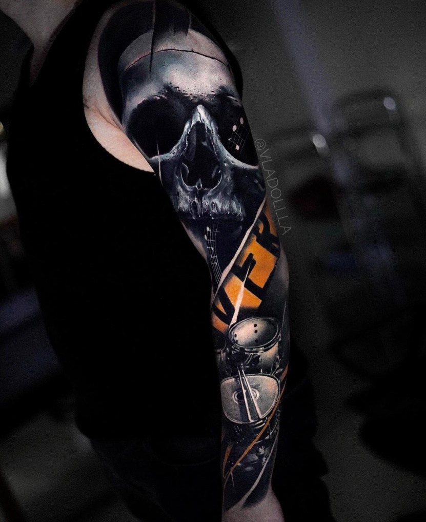 Sleeve Tattoo am Arm im Detail Sleeve Tattoo am Arm im Detail